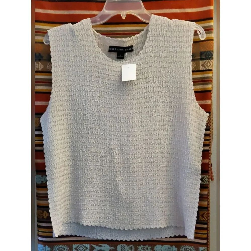 F11 Josephine Chaus Ivory Ruched Texture Sleeveless Blouse